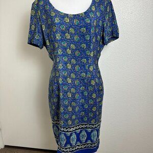 Straight Fitted Dress 100% Silk Midi Shot Sleeves
